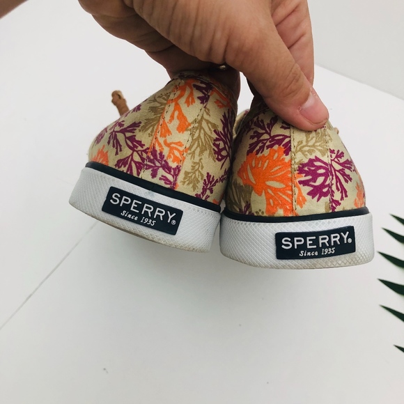 [Sperry] Tan Leaf Printed Top-Sider Boat Shoes - Picture 3 of 6